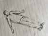 young man lying down to give his shadow a rest (charcoal sketch on lined exercise paper), by Richard Parkin